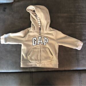Grey GAP Zip Up Logo Hoodie Size 12-18 Months